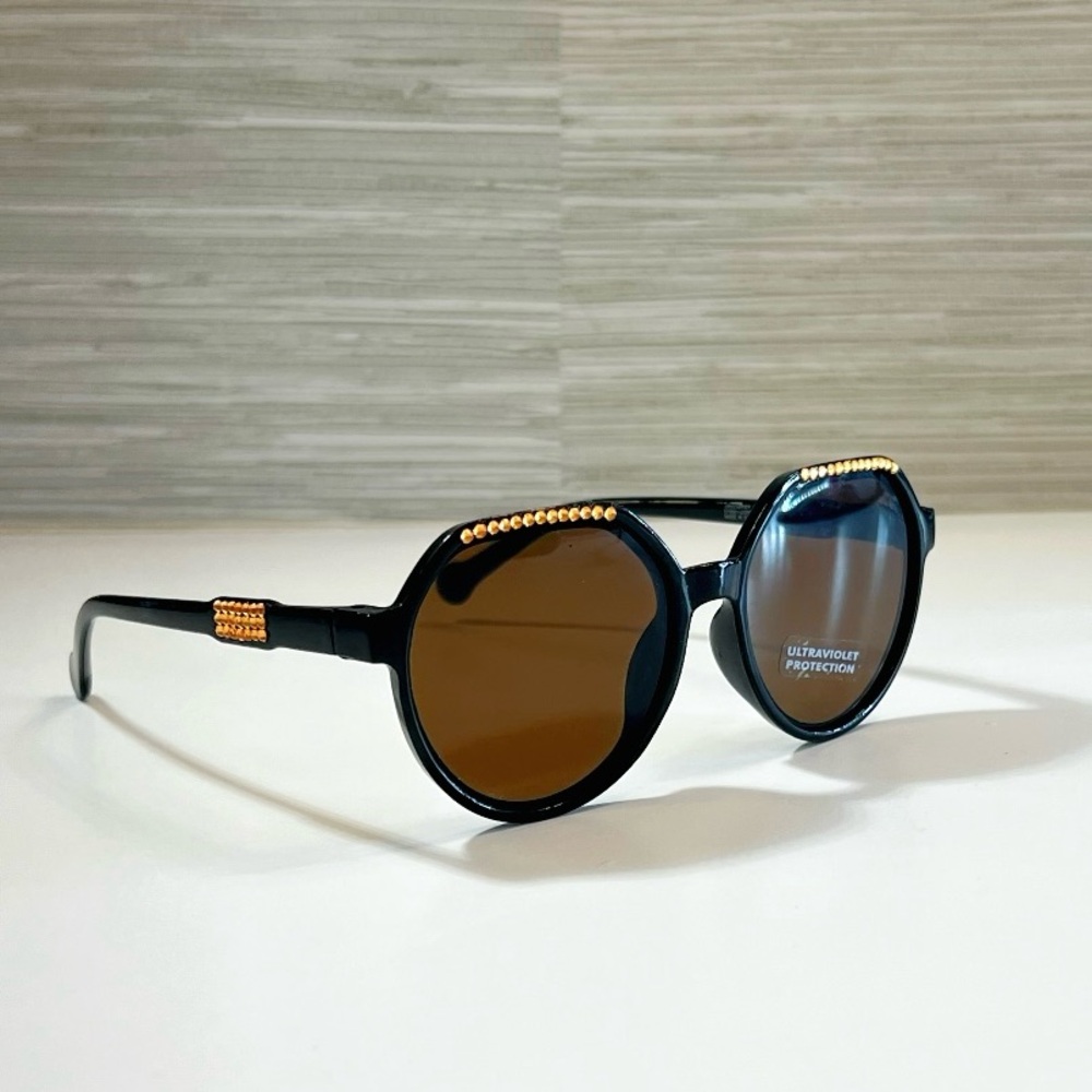 Kid’s Gold and Brown Round Sunglasses